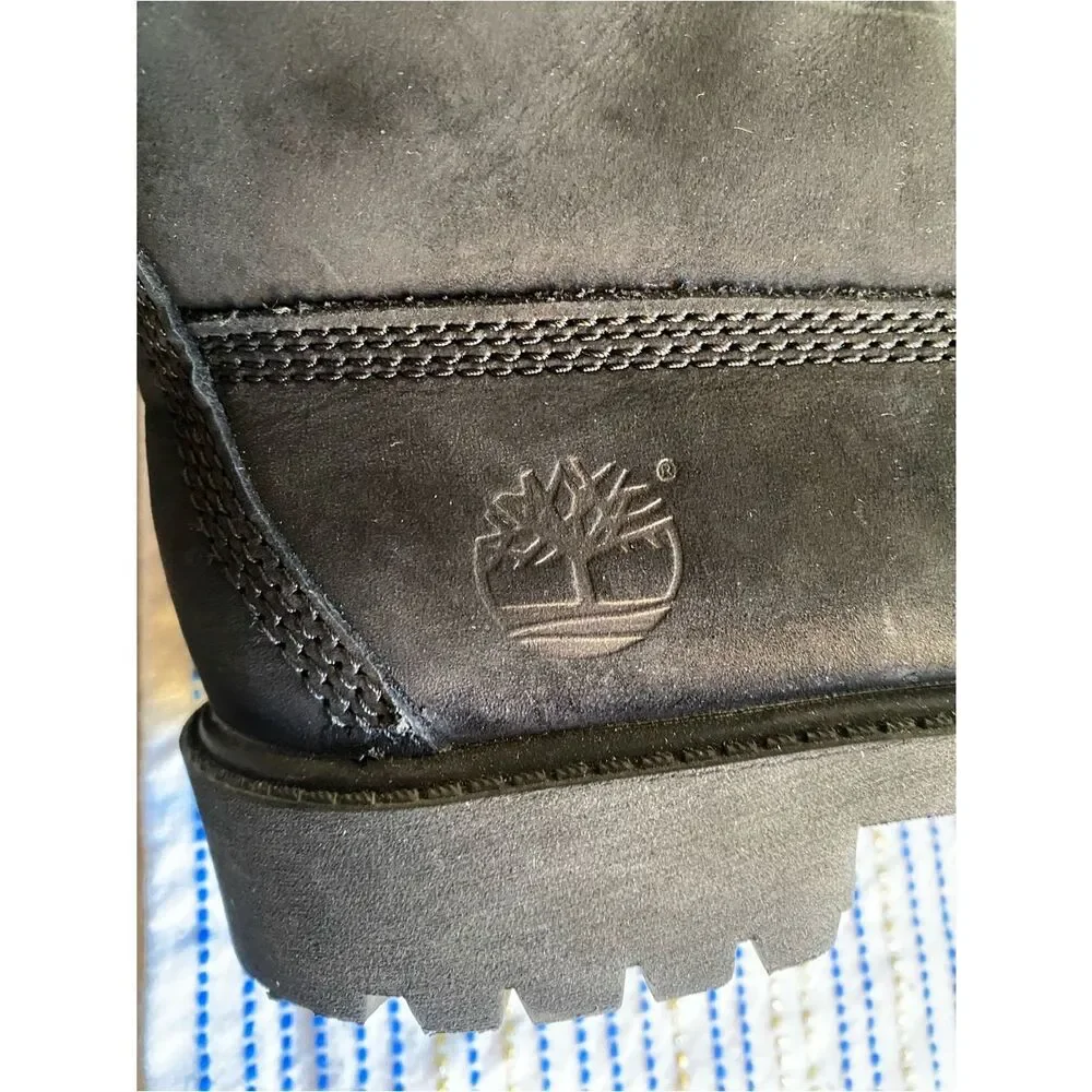 Timberland Junior's Size 5 EU 37.5 6” Premium Black Suede Work Boots NEW